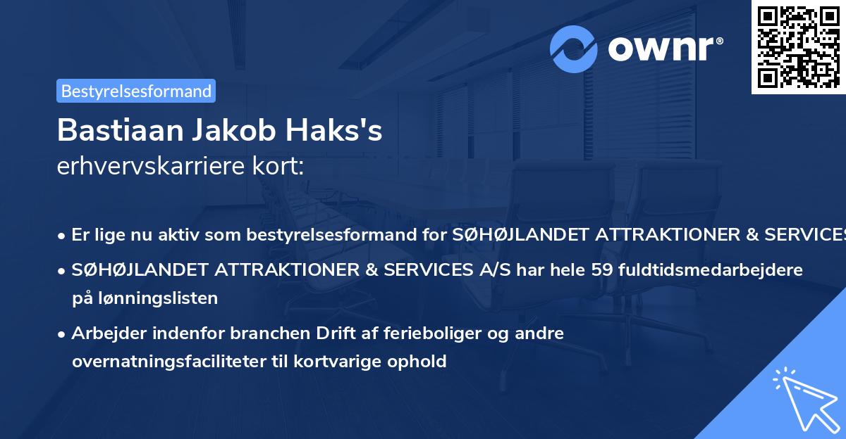 Bastiaan Jakob Haks's erhvervskarriere kort