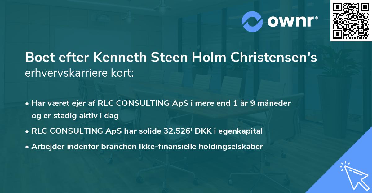 Boet efter Kenneth Steen Holm Christensen's erhvervskarriere kort