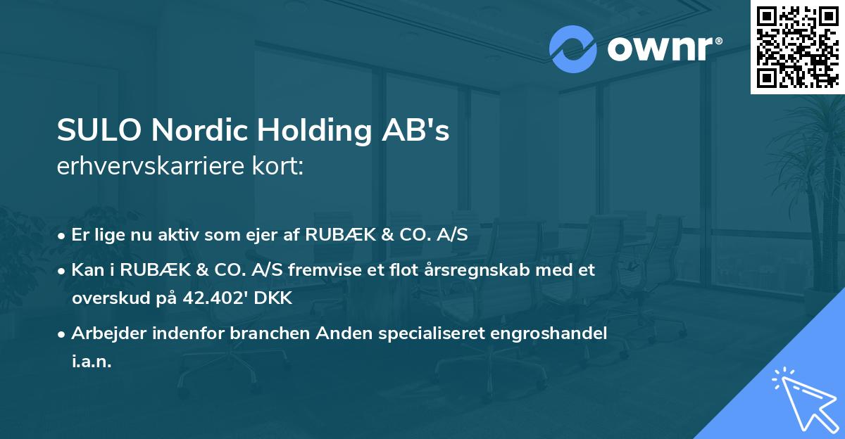 SULO Nordic Holding AB's erhvervskarriere kort