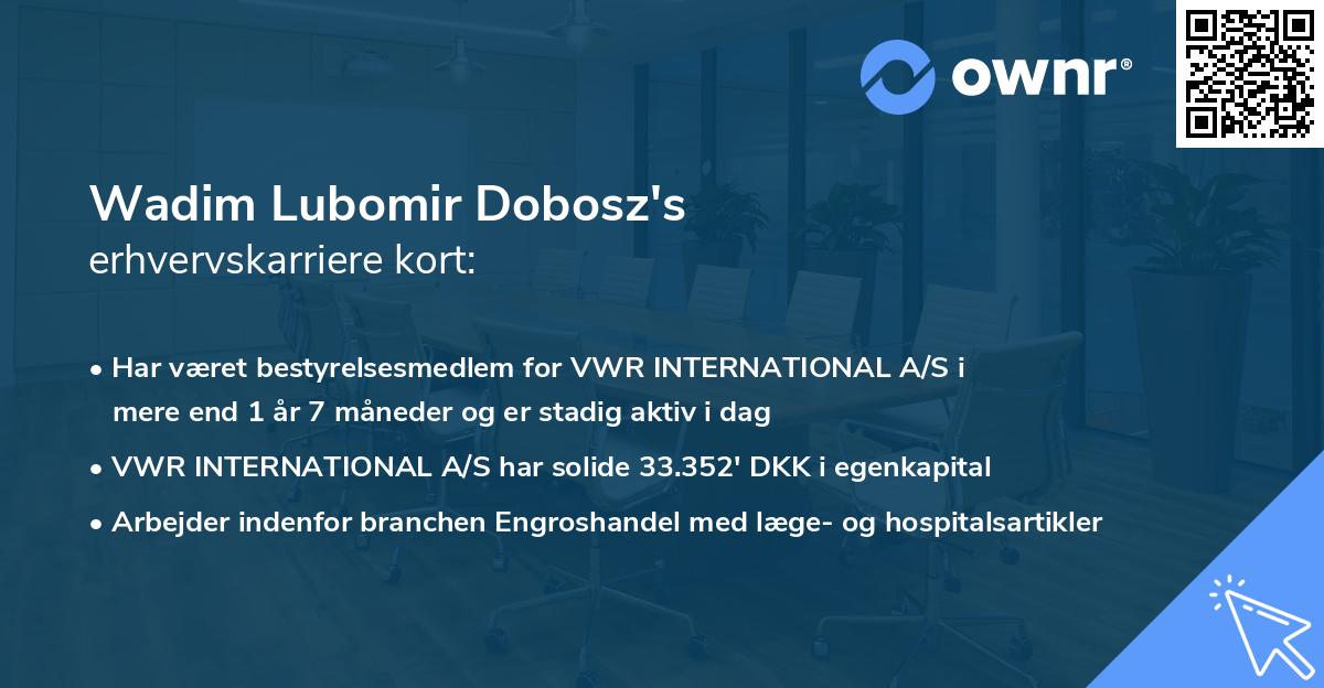 Wadim Lubomir Dobosz's erhvervskarriere kort