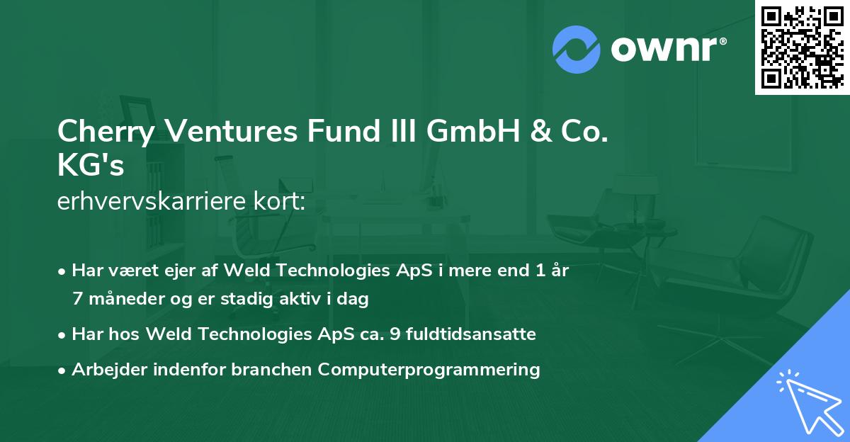 Cherry Ventures Fund III GmbH & Co. KG's erhvervskarriere kort
