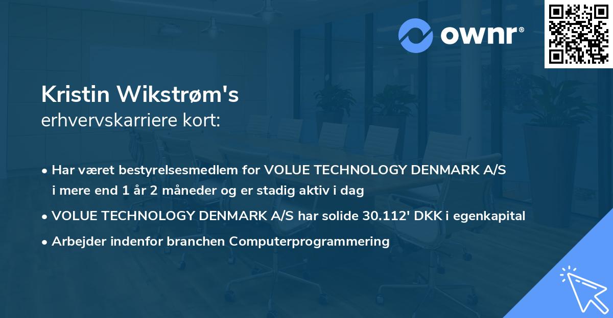 Kristin Wikstrøm's erhvervskarriere kort