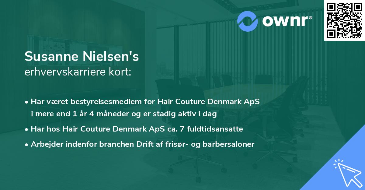Susanne Nielsen's erhvervskarriere kort