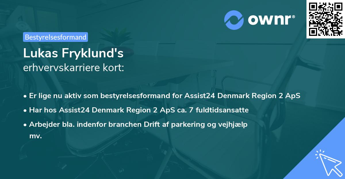 Lukas Fryklund's erhvervskarriere kort