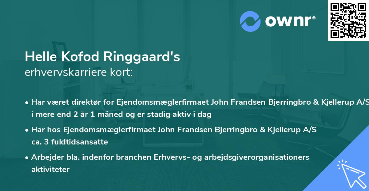 Helle Kofod Ringgaard's erhvervskarriere kort