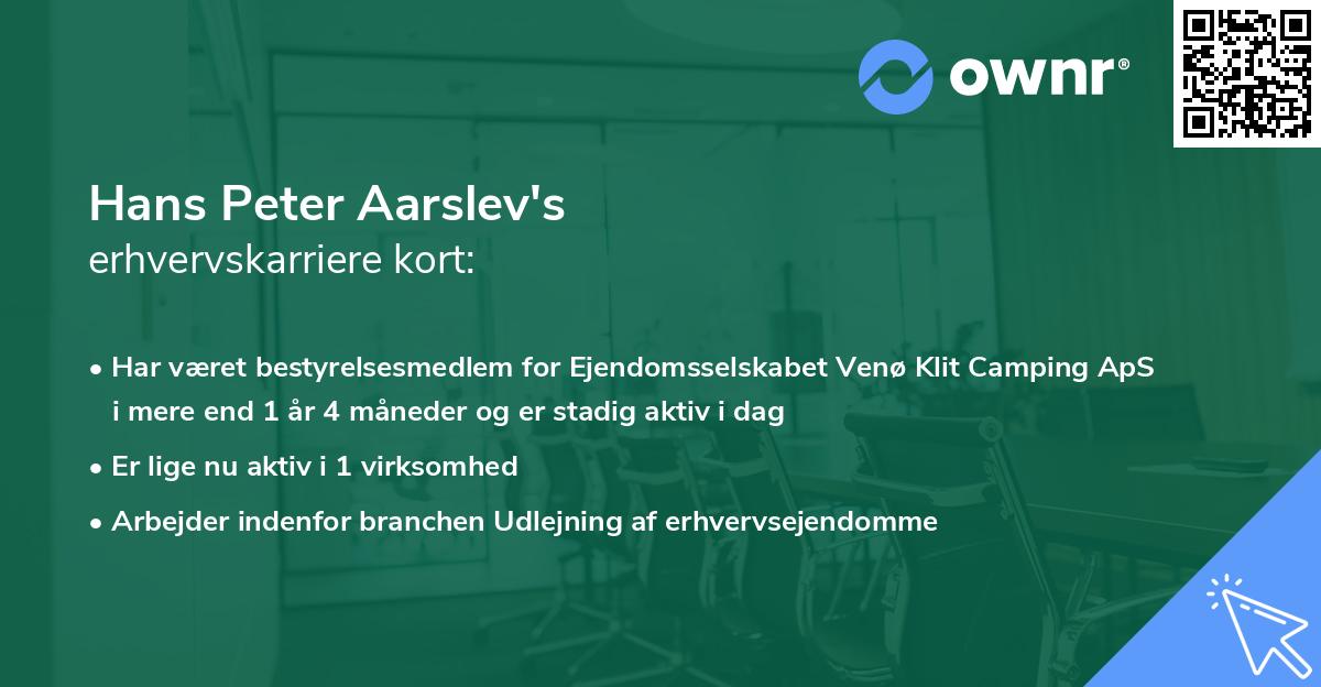 Hans Peter Aarslev's erhvervskarriere kort