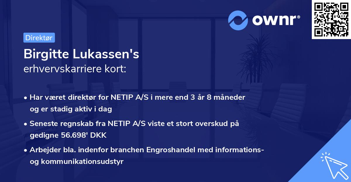 Birgitte Lukassen's erhvervskarriere kort