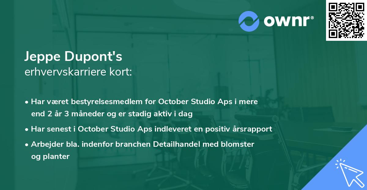Jeppe Dupont's erhvervskarriere kort