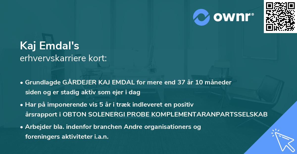 Kaj Emdal's erhvervskarriere kort