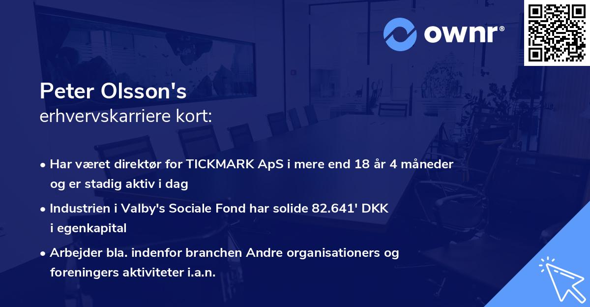Peter Olsson's erhvervskarriere kort