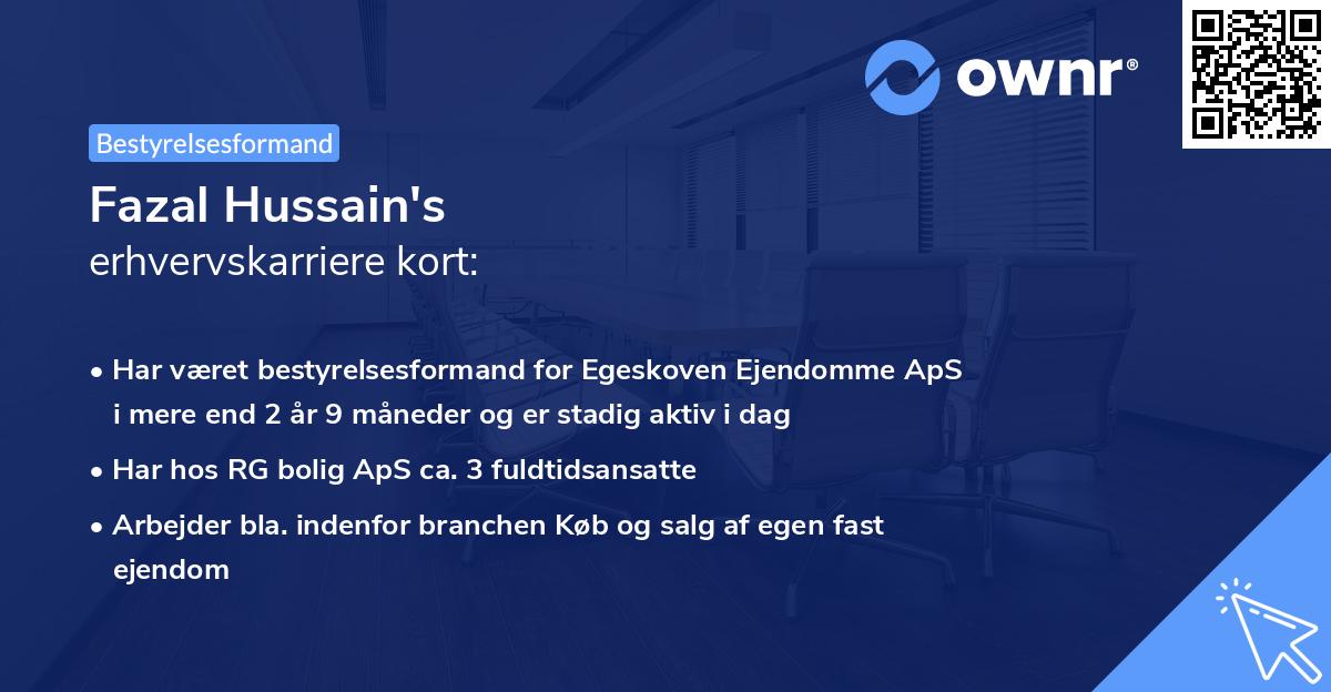 Fazal Hussain's erhvervskarriere kort