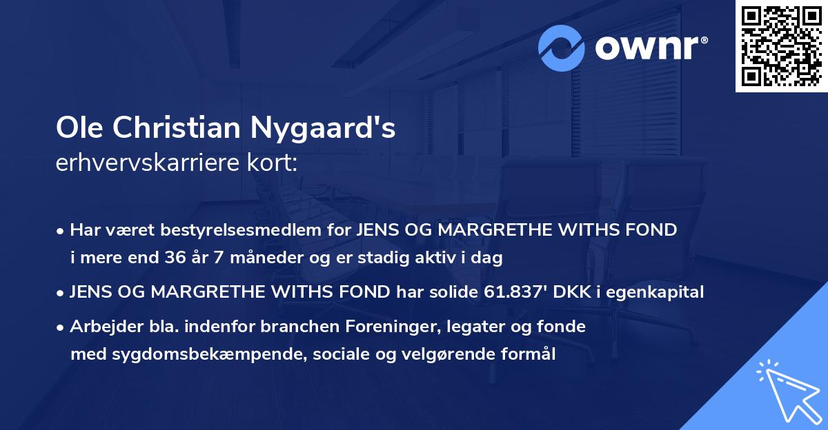 Ole Christian Nygaard's erhvervskarriere kort