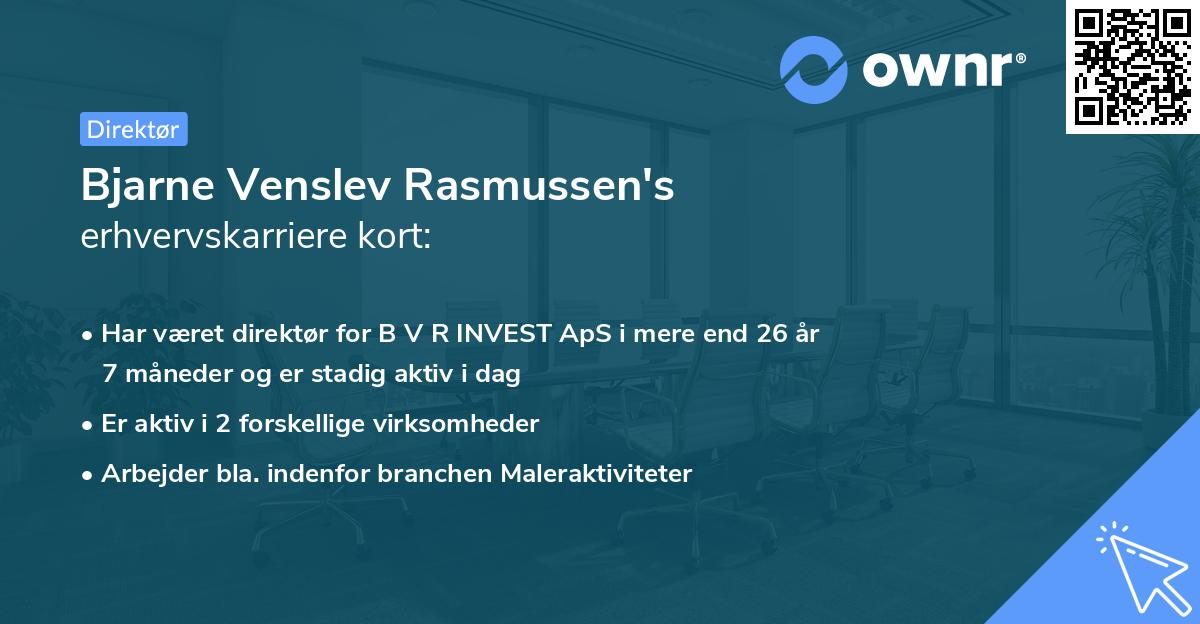 Bjarne Venslev Rasmussen's erhvervskarriere kort