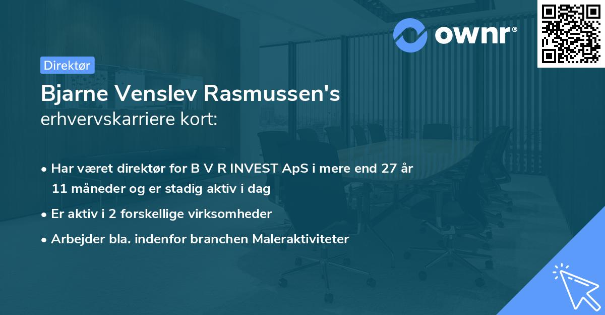 Bjarne Venslev Rasmussen's erhvervskarriere kort