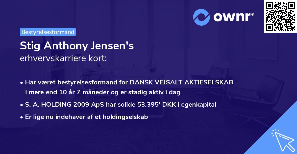 Stig Anthony Jensen's erhvervskarriere kort