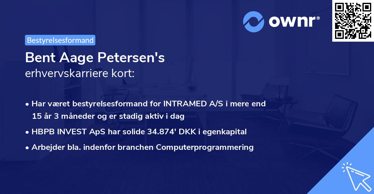 Bent Aage Petersen's erhvervskarriere kort