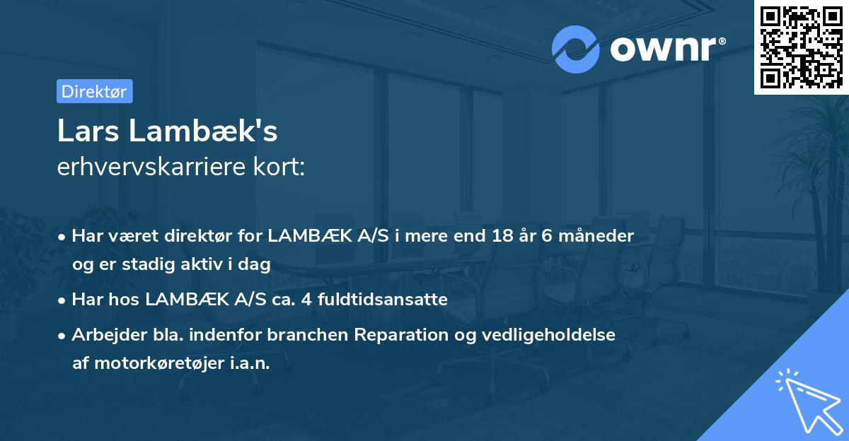 Lars Lambæk's erhvervskarriere kort