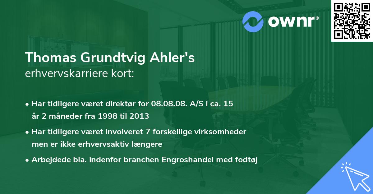 Thomas Grundtvig Ahler's erhvervskarriere kort