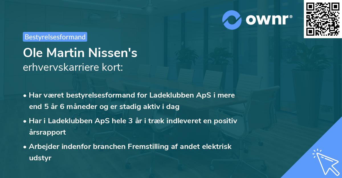 Ole Martin Nissen's erhvervskarriere kort