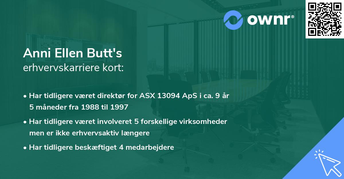 Anni Ellen Butt's erhvervskarriere kort