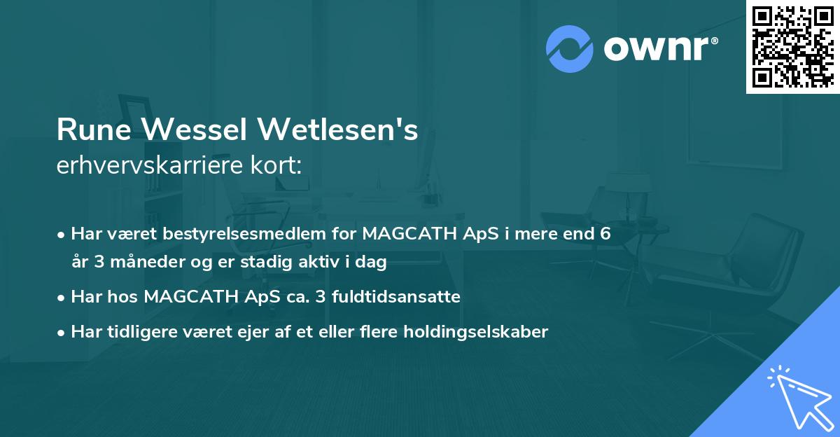 Rune Wessel Wetlesen's erhvervskarriere kort