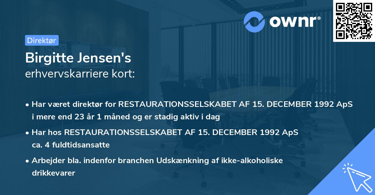 Birgitte Jensen's erhvervskarriere kort
