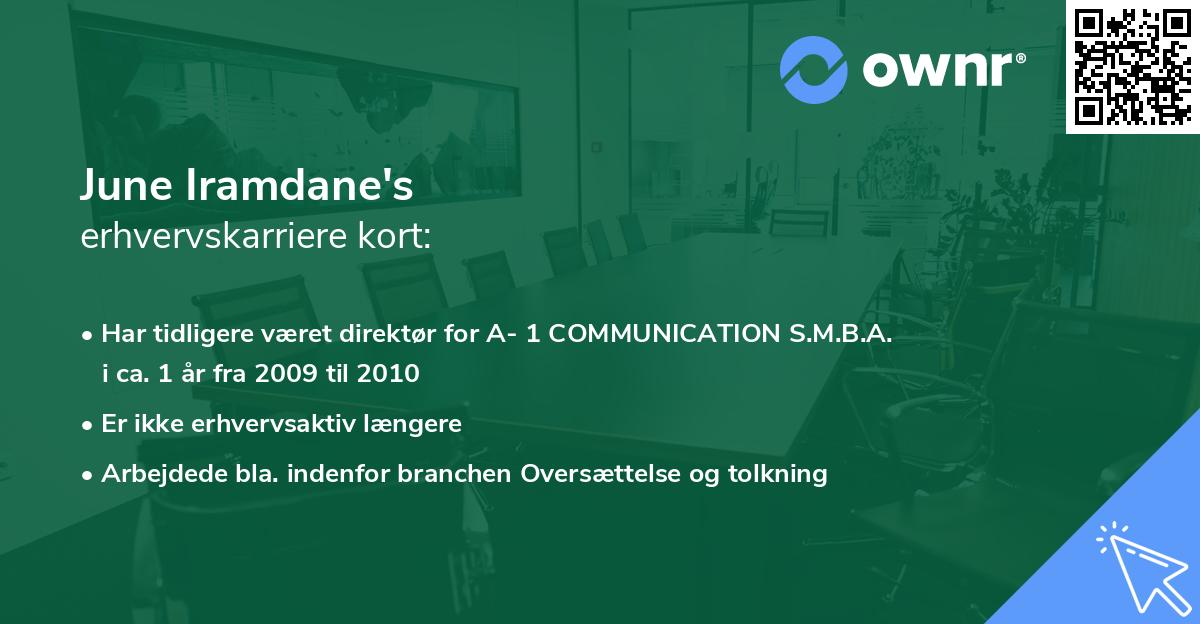 June Iramdane's erhvervskarriere kort