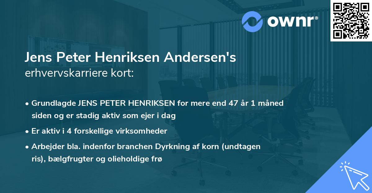 Jens Peter Henriksen Andersen's erhvervskarriere kort