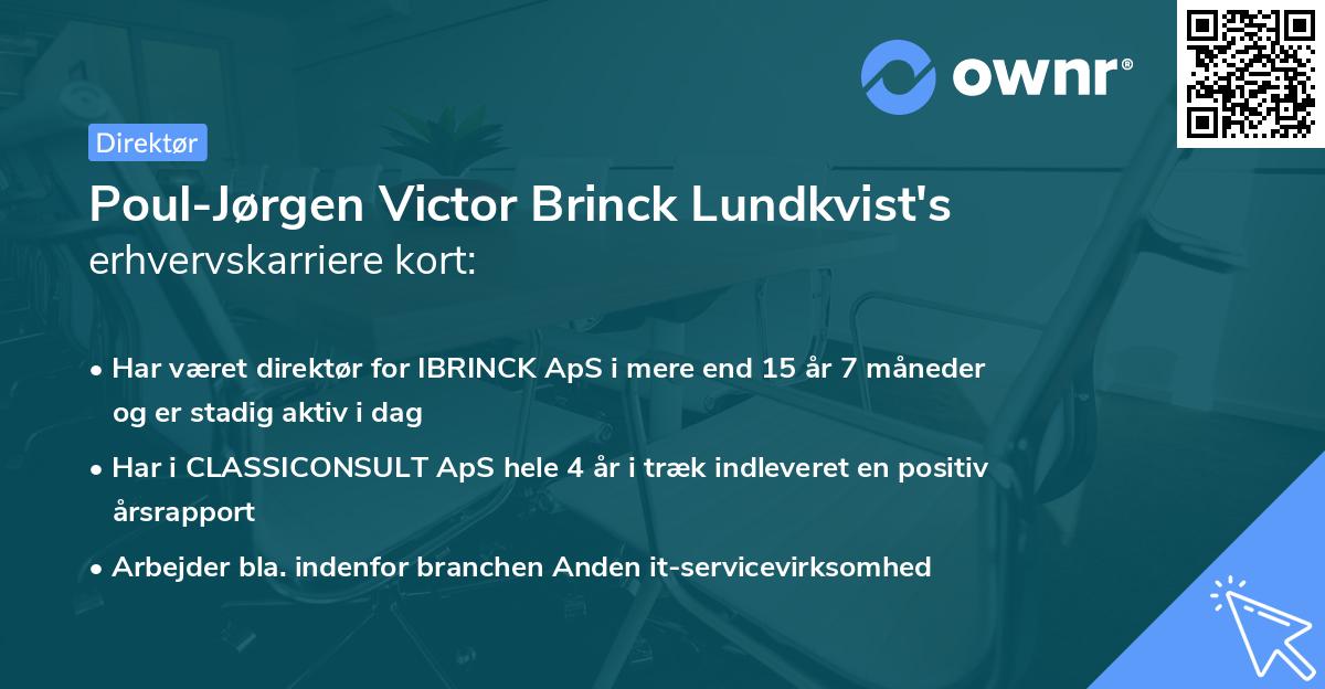 Poul-Jørgen Victor Brinck Lundkvist's erhvervskarriere kort