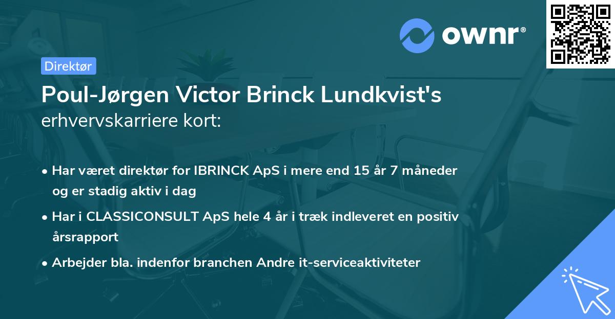 Poul-Jørgen Victor Brinck Lundkvist's erhvervskarriere kort