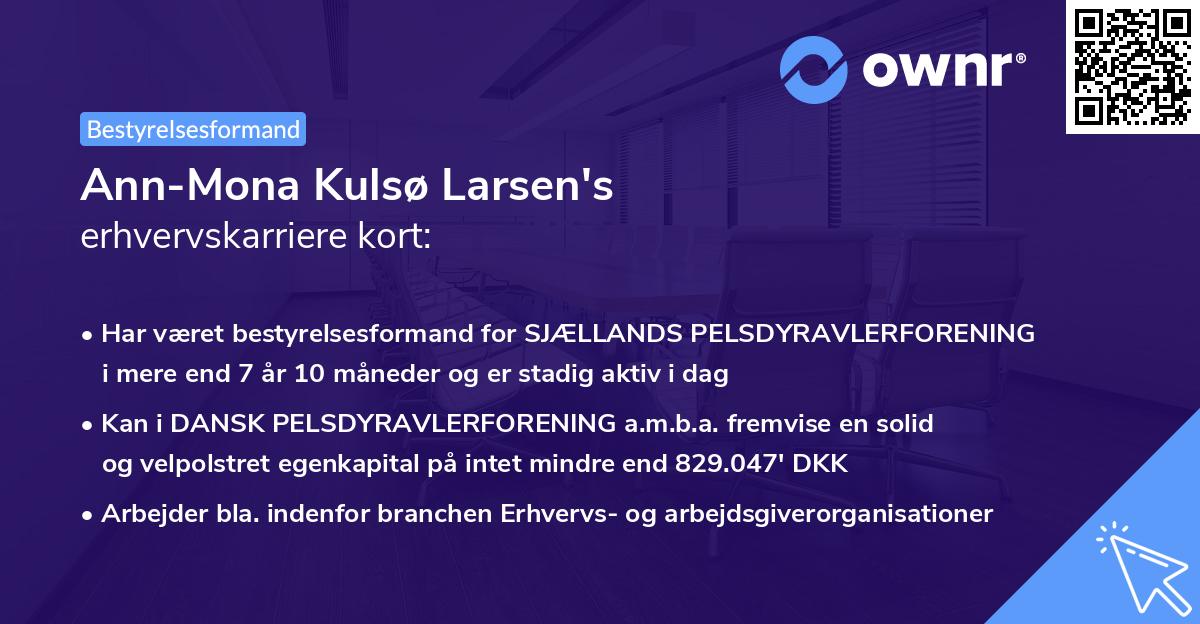 Ann-Mona Kulsø Larsen's erhvervskarriere kort