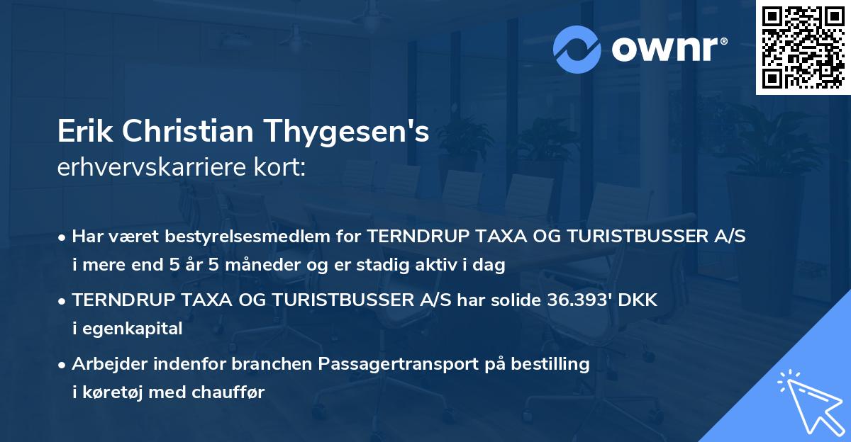 Erik Christian Thygesen's erhvervskarriere kort