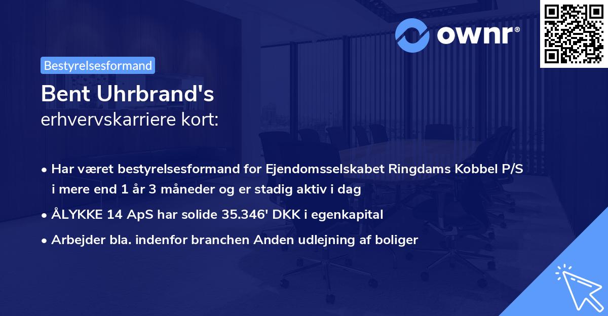 Bent Uhrbrand's erhvervskarriere kort