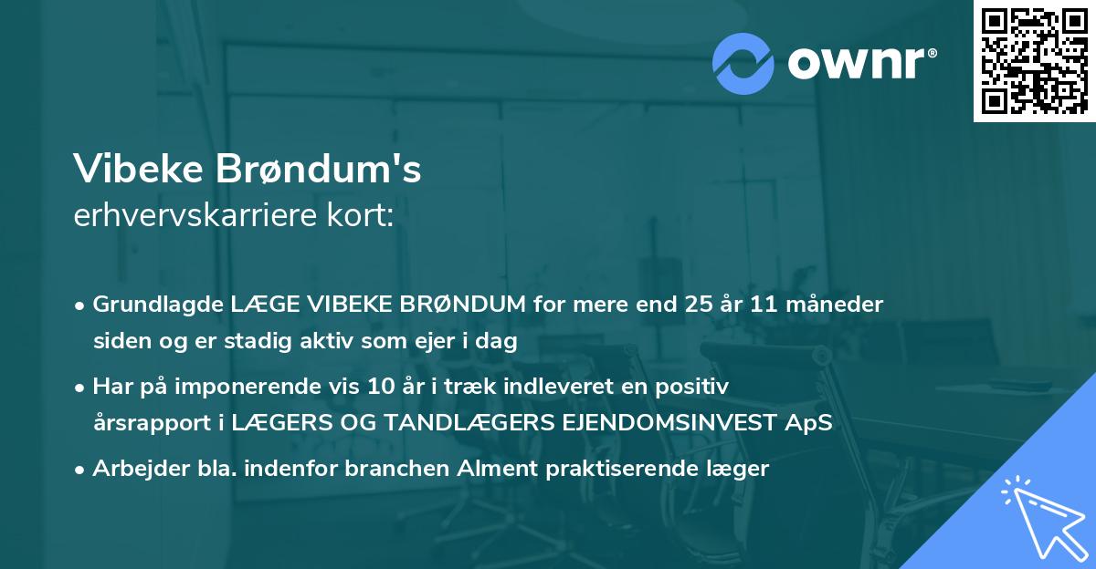 Vibeke Brøndum's erhvervskarriere kort