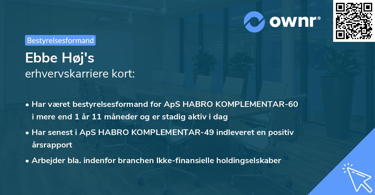 Ebbe Høj's erhvervskarriere kort