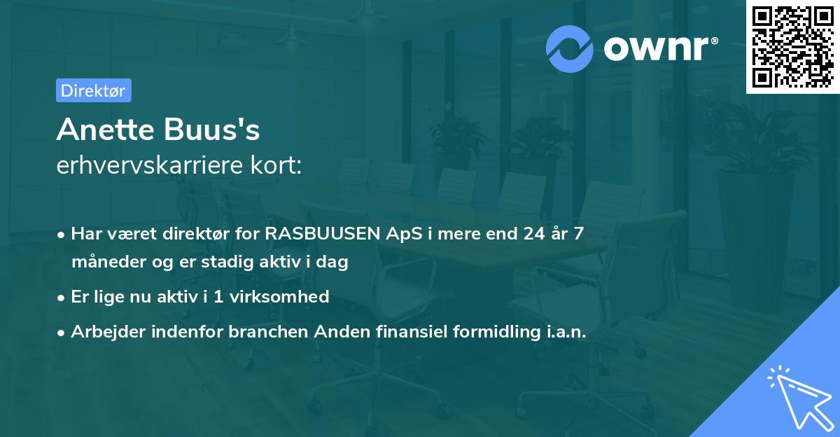 Anette Buus's erhvervskarriere kort