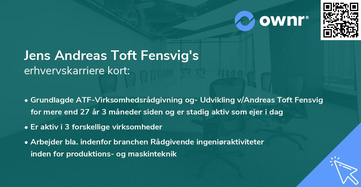 Jens Andreas Toft Fensvig's erhvervskarriere kort