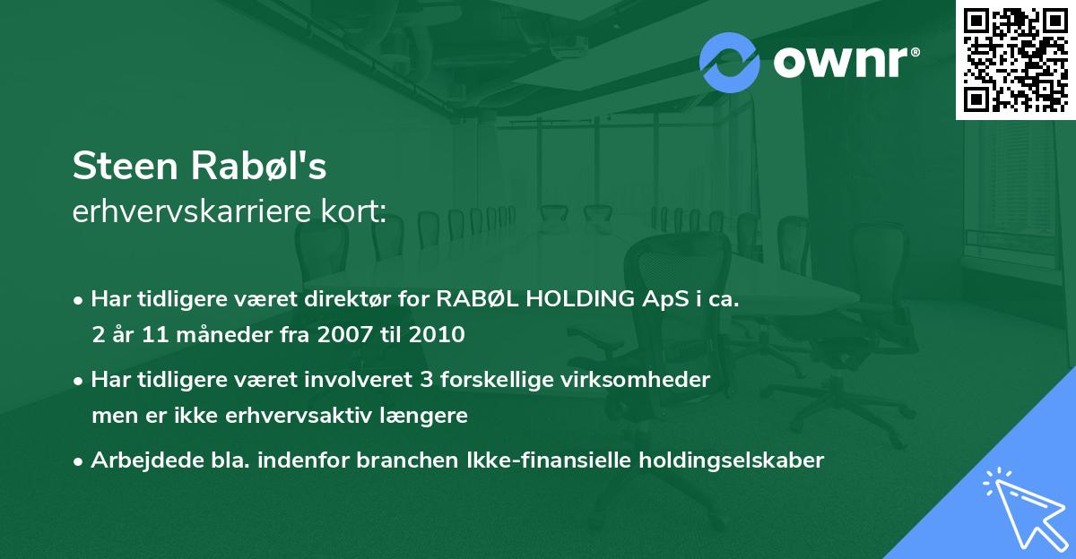Steen Rabøl's erhvervskarriere kort
