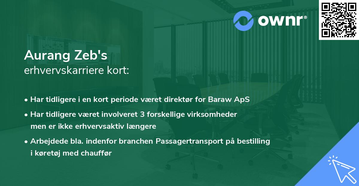 Aurang Zeb's erhvervskarriere kort