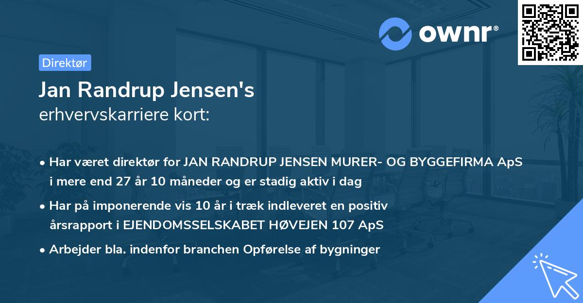 Jan Randrup Jensen's erhvervskarriere kort