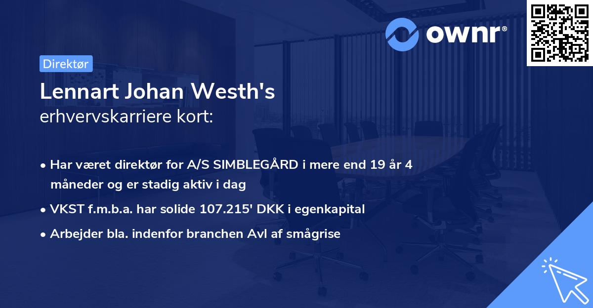 Lennart Johan Westh's erhvervskarriere kort
