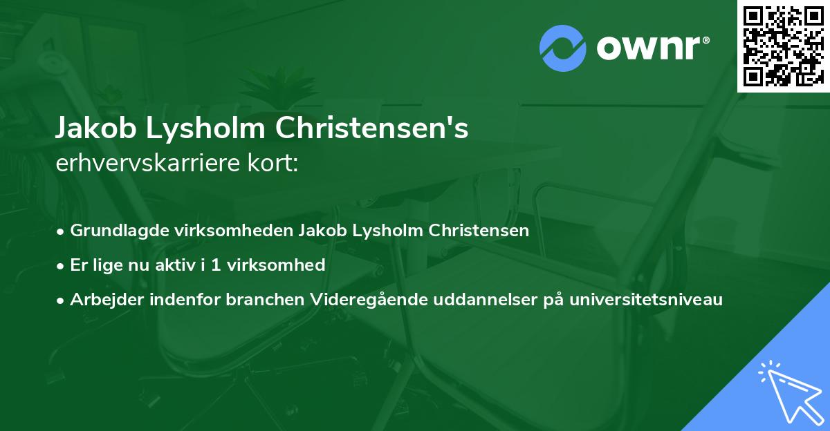 Jakob Lysholm Christensen's erhvervskarriere kort