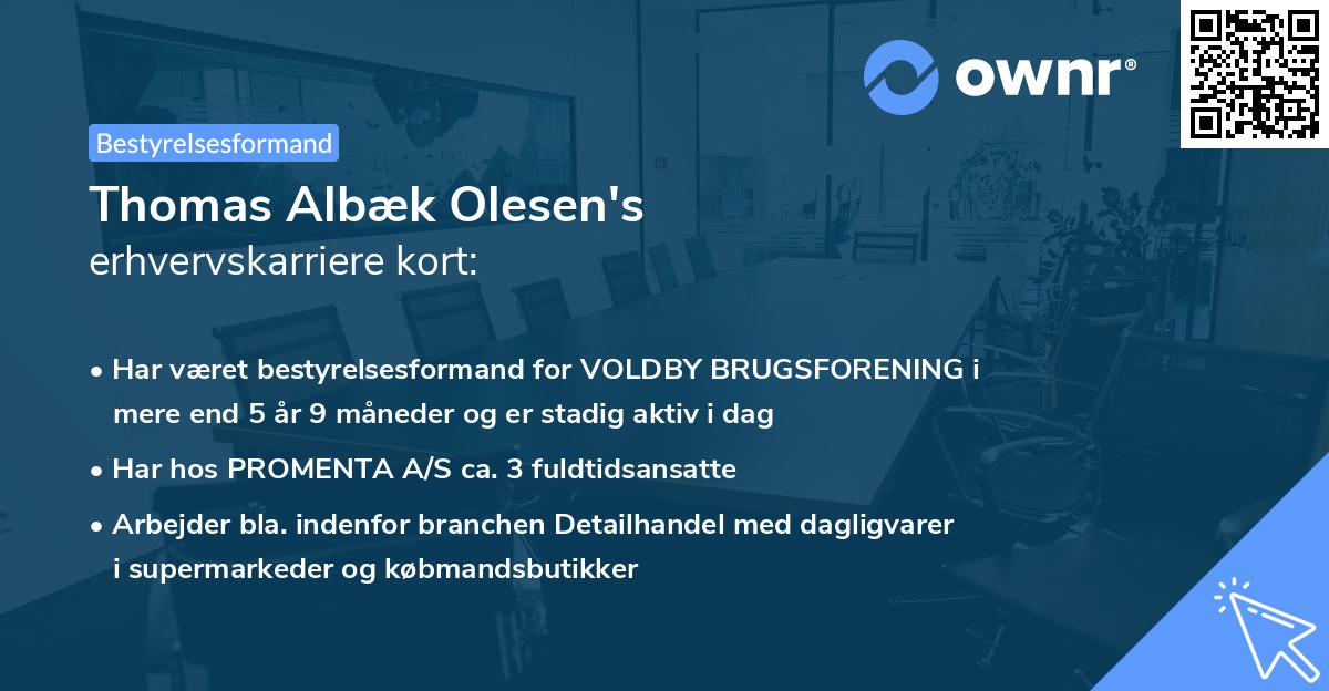 Thomas Albæk Olesen's erhvervskarriere kort