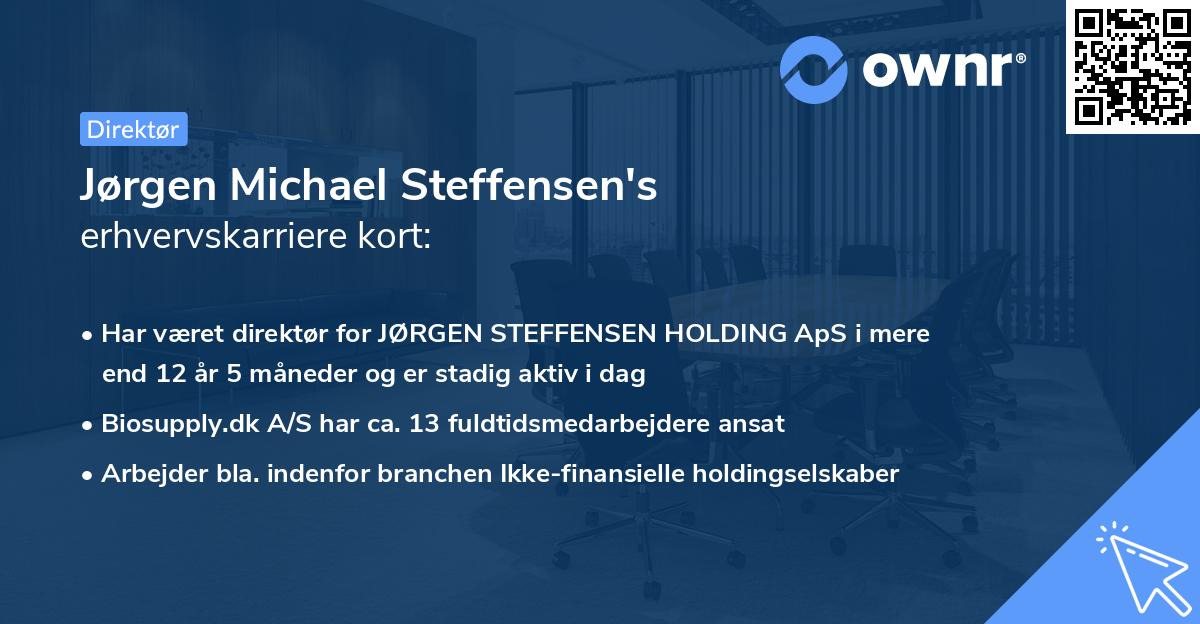 Jørgen Michael Steffensen's erhvervskarriere kort