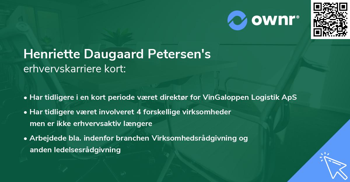 Henriette Daugaard Petersen's erhvervskarriere kort