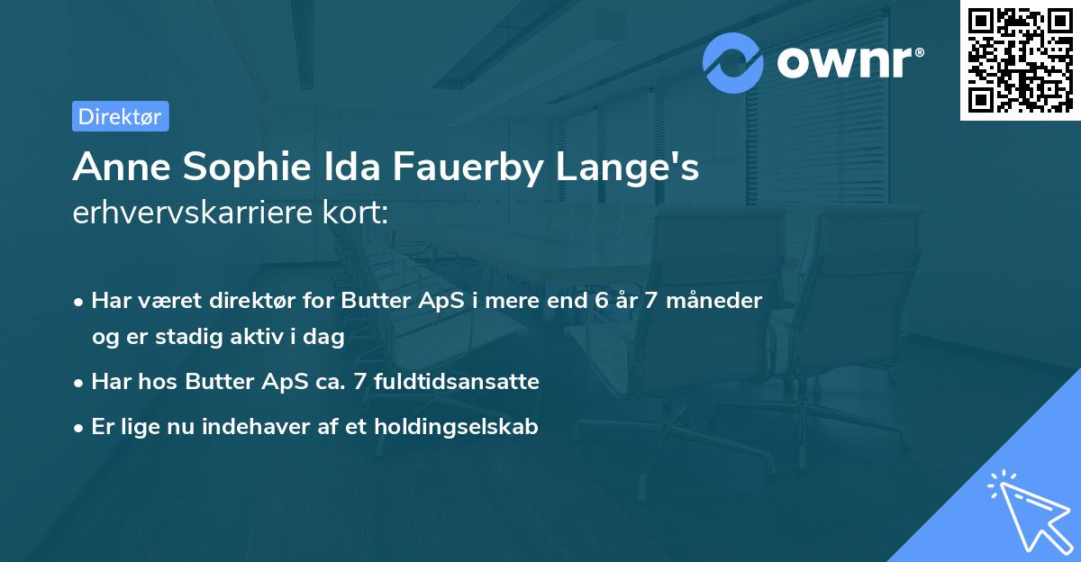 Anne Sophie Ida Fauerby Lange's erhvervskarriere kort