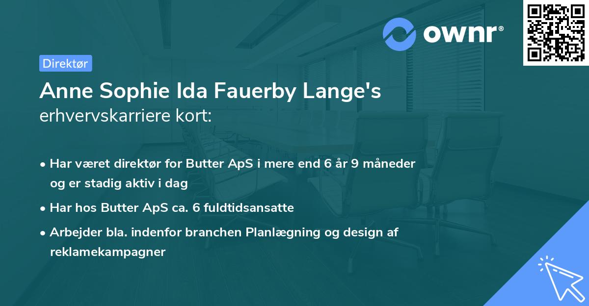 Anne Sophie Ida Fauerby Lange's erhvervskarriere kort