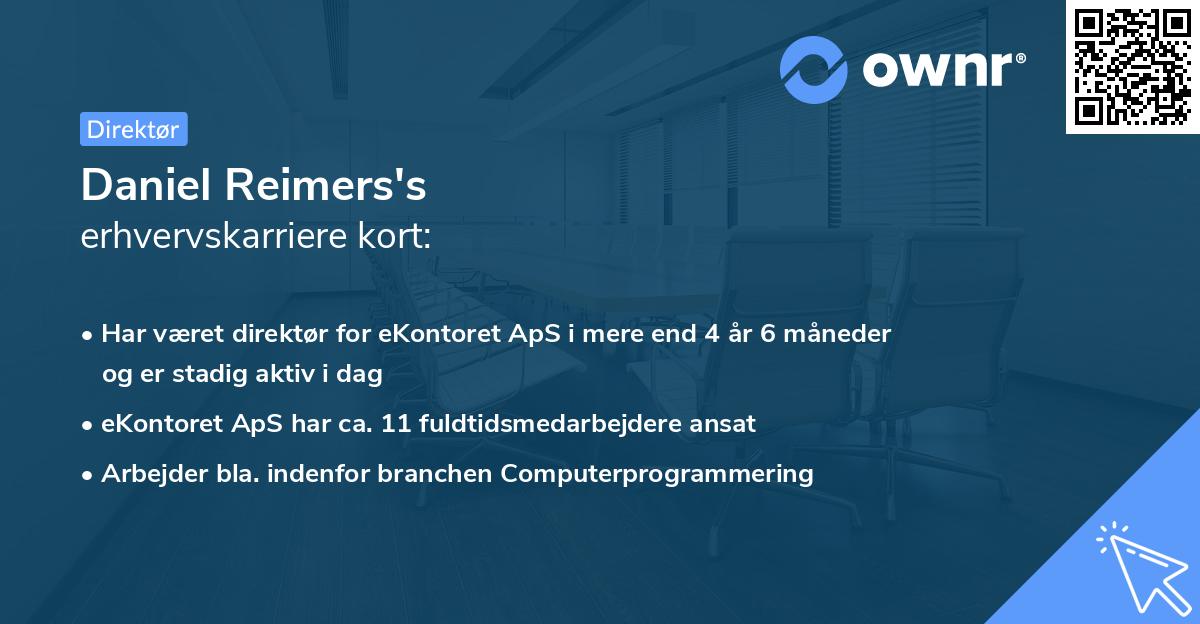 Daniel Reimers's erhvervskarriere kort