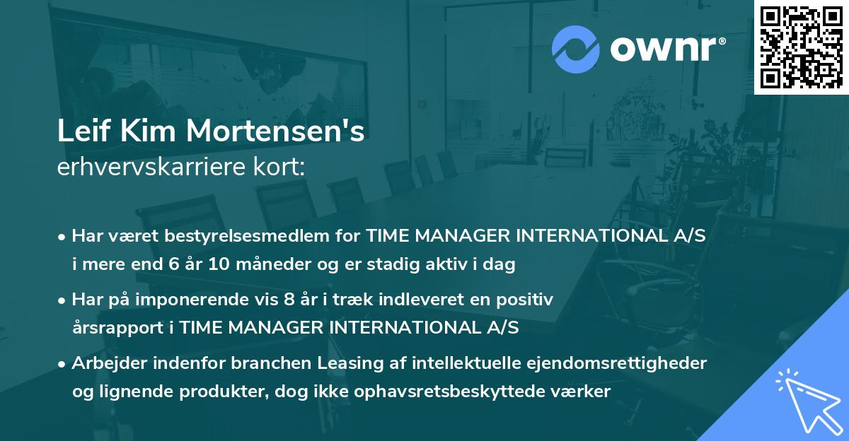 Leif Kim Mortensen's erhvervskarriere kort