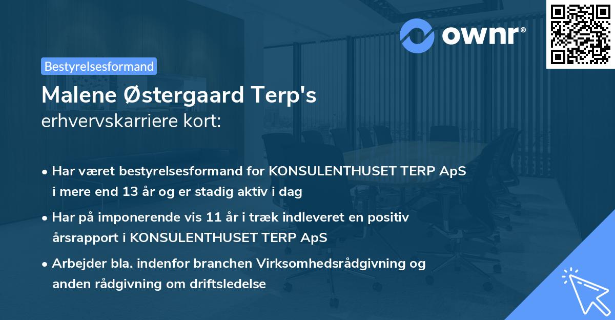 Malene Østergaard Terp's erhvervskarriere kort